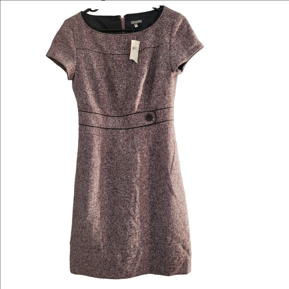 Ann Taylor Sz 4 Mulberry Tweed Short Sleeve Career Dress